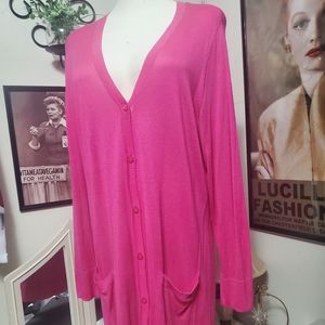 Torrid hot pink boyfriend slub cardigan sweater neon 2 2x 18 20